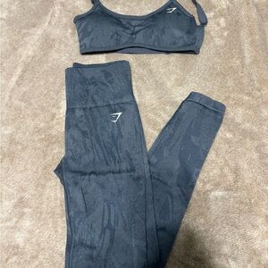 Gymshark Gray Camouflage Sports Bra and Leggings Set